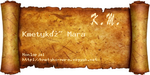 Kmetykó Mara névjegykártya